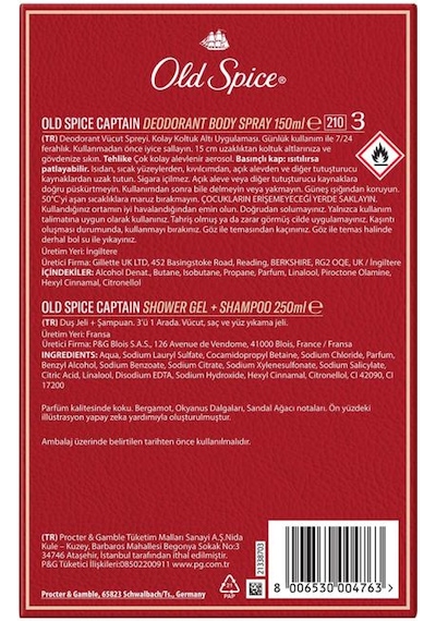 Old Spice Captain Duş Jeli 250 Ml+deodorant Sprey 150 Ml Set