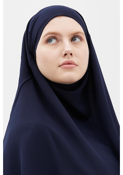 Altobeh Hazır Pratik Şifon Üç Katlı Peçeli Üçgen Hac Umre Şalı Sufle Hijab Nikap Lacivert