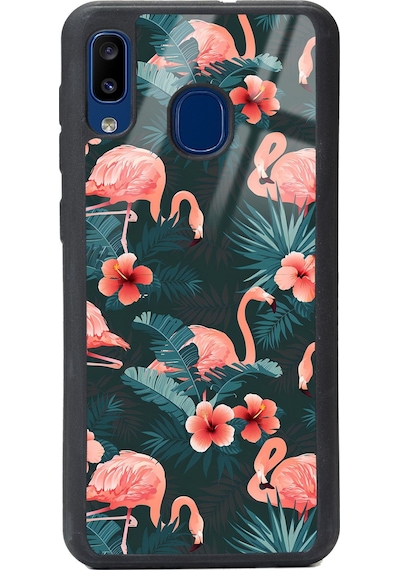 Samsung Uyumlu A20 Flamingo Leaf Tasarımlı Glossy Telefon Kılıfı Çok Renkli