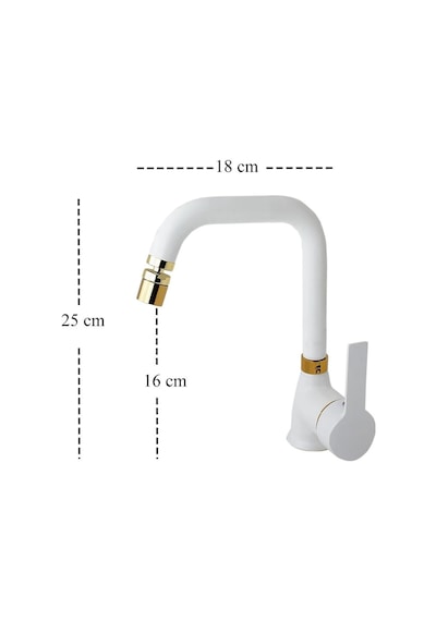 İnventa Mat Beyaz Gold Mutfak ve Lavabo Batarya Set Beyaz