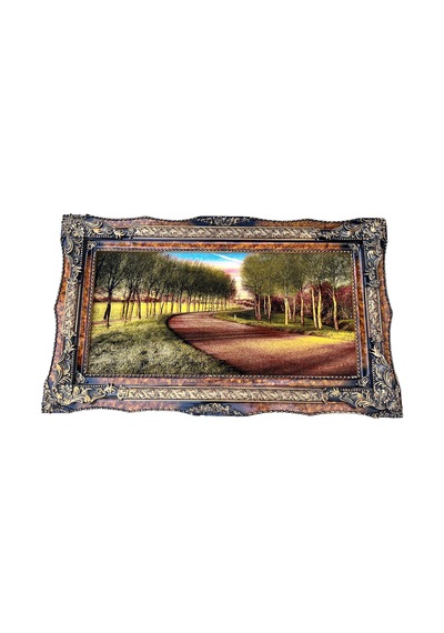 Sessiz Hatıralar Yolu Adlı İran Tebriz Halı Tablo 123x73cm - Duvar Halı Kilim Tablo