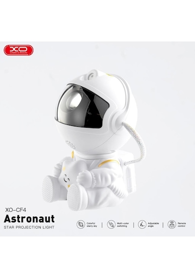 Astronot Temalı Yıldızlı Gökyüzü Projeksiyon Gece Lambası Ve Bluetooth Hoparlör Renkli