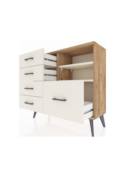 Arges Şifonyer 2 Raflı 5 Çekmeceli 88x30x80 Çam-aytaşı Aytaşı