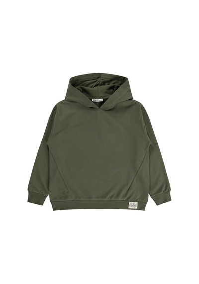 Civil Boys Civil Erkek Çocuk Basic Kapşonlu Sweatshirt Fırçalı 2 İp Uzun Kol Okul Kreş Ve Günlük Kullanım - Haki Koyu Haki