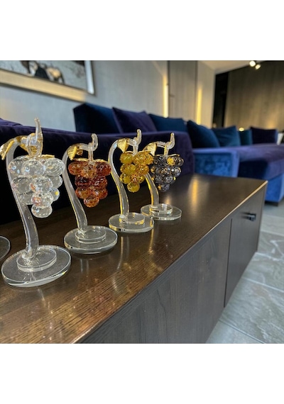 Crystal Grape Dekoratif Cam Üzüm Obje El Yapımı Şık Ev Aksesuarı