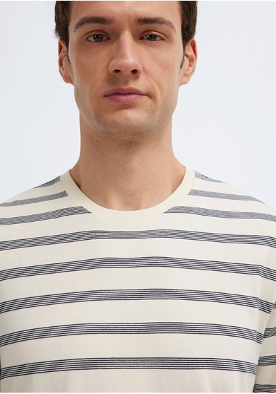 Mavi M0613336-70057 Çizgili Tişört Erkek T-shirt Bej