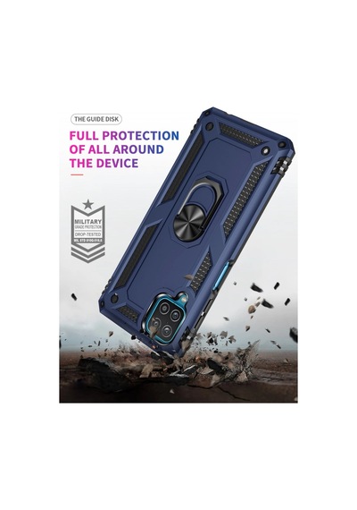 Samsung Uyumlu Galaxy A22 Kılıf Sofya Yüzüklü Silikon Kapak Lacivert/