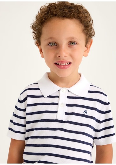 Mayoral Erkek Çocuk Çizgili Polo T-shirt 3104 Beyaz