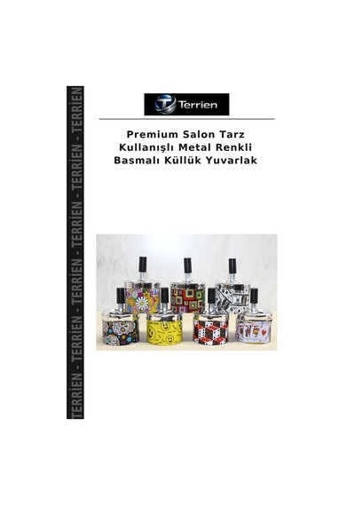 Premium Salon Tarz Kullanışlı Metal Renkli Basmalı Küllük Yuvarlak Çok Renkli