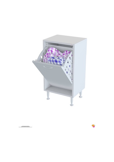 Söke 50 Cm 1 Gözlü Kirli Çamaşır Sepetli Çok Amaçlı Banyo Dolabı 50 Cm