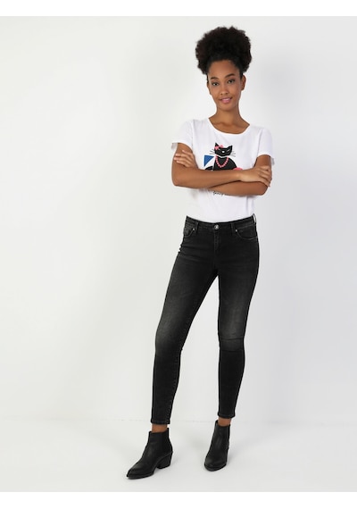 Colin's 759 Lara Orta Bel Dar Paça Super Slim Fit Gri Kadın Jean Pantolon CL1048689_Q1.V1_DN40931
