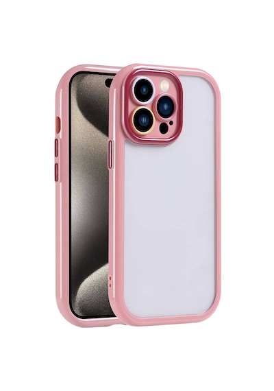 Apple Uyumlu iPhone 15 Pro Kılıf Kamera Korumalı Renkli Kenar Ve Çerçeve Tasarımlı Vitami Mürdüm Mürdüm