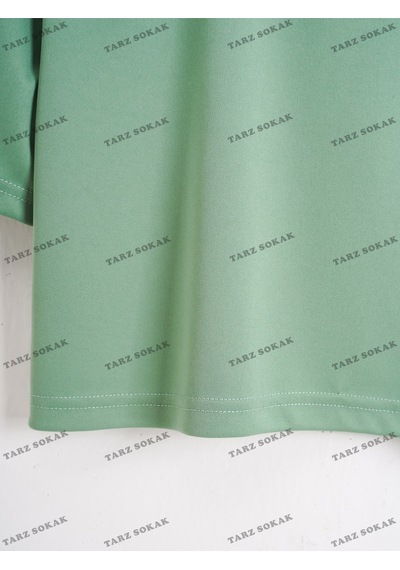 Flood Of Style Crop Ckod-232913 Düz Kısa Nane Yeşili