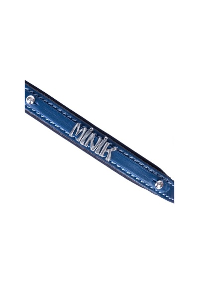 Doggie İsimlikli Deri Boyun Tasması M 2x35-40CM Royal Mavi