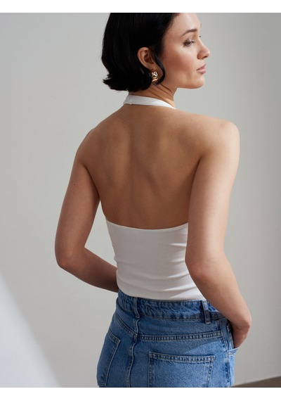 Dilvin 21052 Halter Yaka Top-ekru Ekru