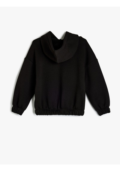 Koton Baskı Detaylı Uzun Kollu Kapşonlu Sweatshirt Siyah 5wkg10661ak Siyah