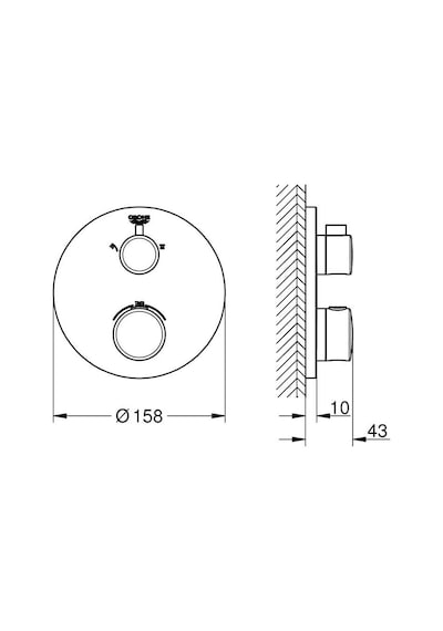 Grohe 24076000 Grohtherm Termostatik 2 Çıkışlı Divertörlü Banyo&Duş Bataryası Gümüş Krom