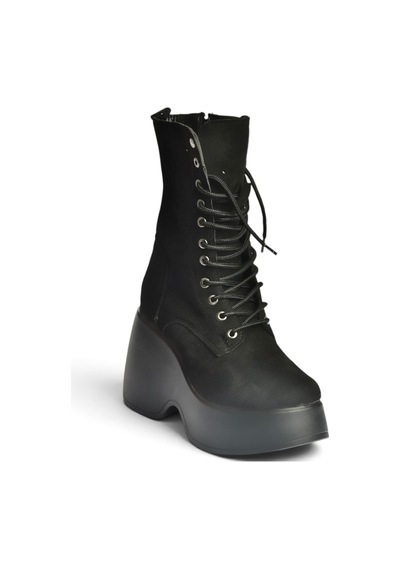 Fox Shoes Z973973202 Siyah Süet Dolgu Tabanlı Kadın Postal Bot