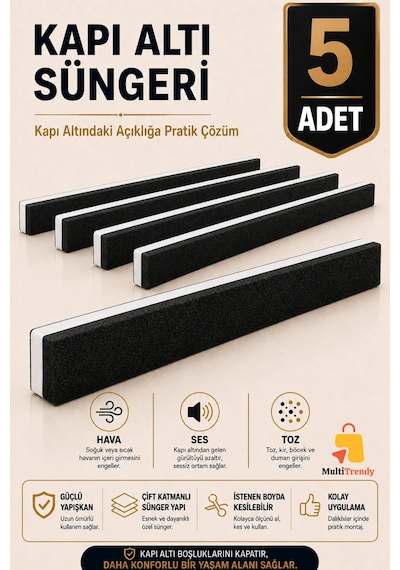 5 Adet Kapı Altı Rüzgar Önleyici 90 Cm Yapışkanlı Isı Yalıtım Süngeri Soğuk Toz Ses Kesici Eşik Süngeri