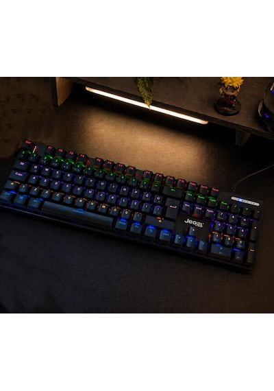 Jedel Kl-138 Blue Switch Mekanik Rgb Efekli Işıklı Oyuncu Klavye Q Türkçe Klavye