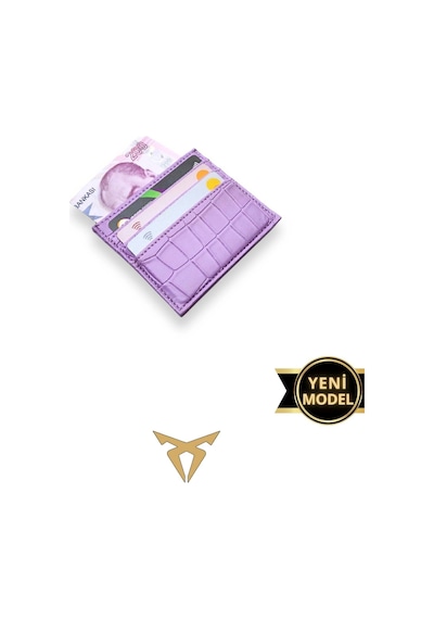 Vanilla Collection Süper Ince Model Deri Kredi Kartılık & Kartvizitlik Kartlık Croco Lila Siyah