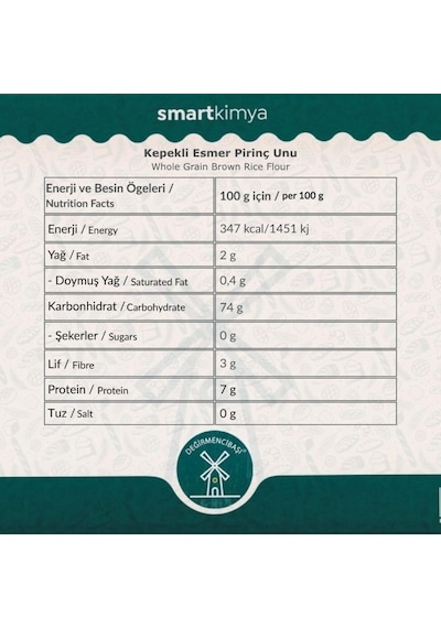 Kepekli Esmer Pirinç Unu 1 Kg