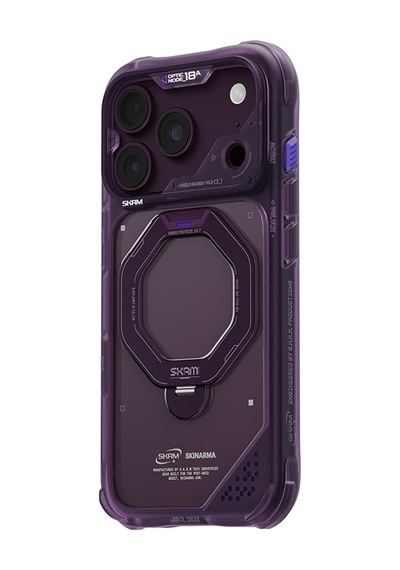 Apple iPhone 18 Pro Max Uyumlu Kılıf M-safe Şarj Özellikli Standlı Skinarma Saturn Kapak Bordo