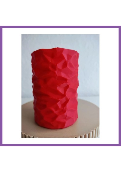 Bezos 3d Baskı Buruşuk Kağıt Görünümlü Kalemlik Modern Masaüstü Organizer Dokulu Kalem Tutucu 10 Cm - Kırmızı Bzoshb