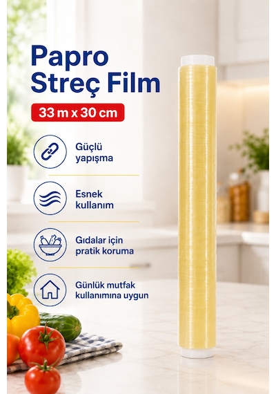 Streç Film 33 Metre X 30 Cm Gıda Ve Mutfak Kullanımına Uygun