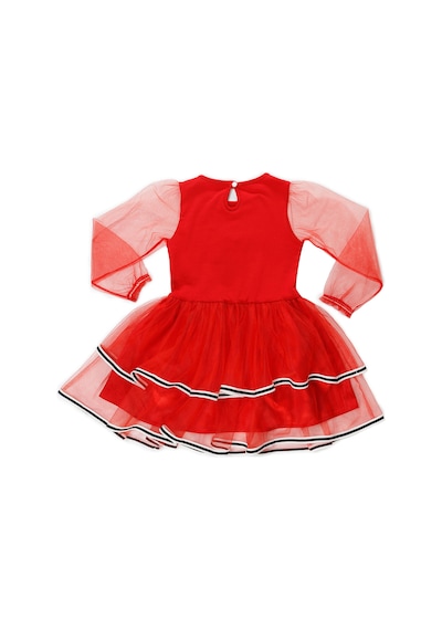 Denokids Tüllü Geyik Kız Kırmızı Yılbaşı Tütü Elbise Kırmızı