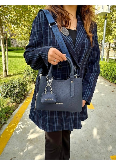 Just Polo Yeni Sezon 3 Bölmeli Yumuşak Deri Şık El Ve Omuz Çantası Shopper 22 X 18 Cm Lacivert