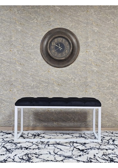 Zafir Beyaz Boyalı Diktörtgen 100 Cm X 40 Cm Oturak Puf - Bench - Makyaj Oturağı - Oturak Siyah