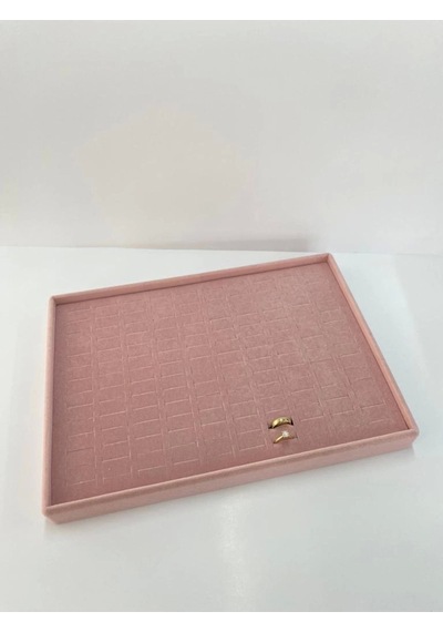 Yerli Üretim Süet Kumaş Pembe Renk Batırmalı Çekmece Içi Yüzük Tablası Çok Renkli