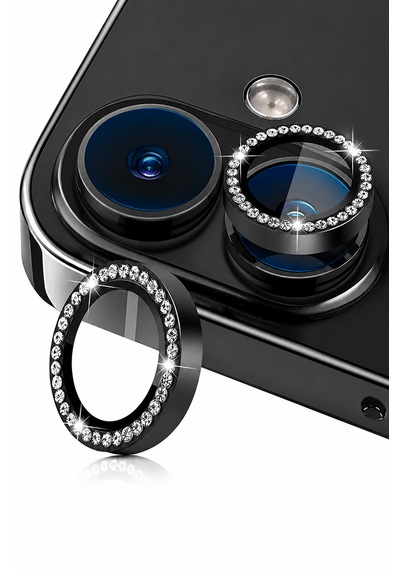 Apple iPhone 17 Uyumlu Taşlı Kamera Lens Koruyucu Siyah