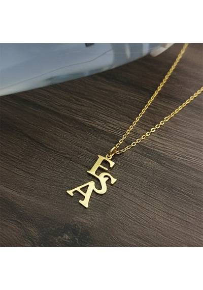 925 Ayar Gümüş Üç Harfli Kişiye Özel Kolye Gold