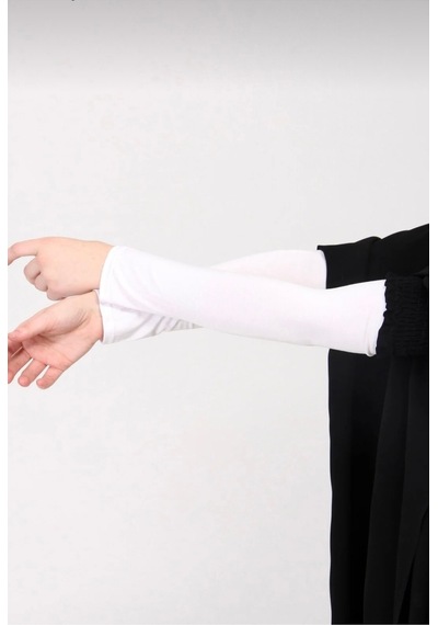 Likralı Penye Beyaz Kadın Kolluk 40 Cm, Pratik Tesettür Ve Namaz Kolluğu, 1 Çift Beyaz - 936488549 Beyaz