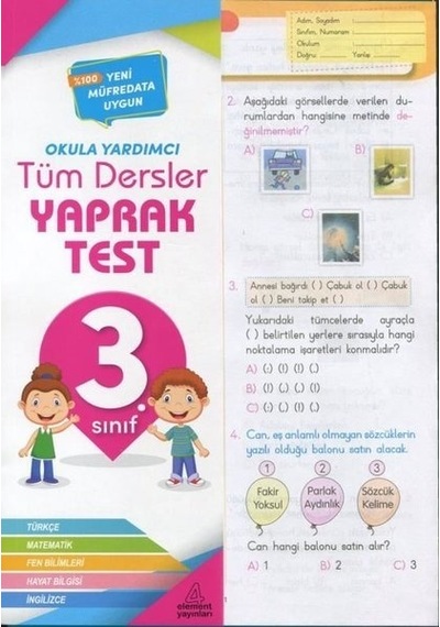 3. Sınıf Tüm Dersler Okula Yardımcı Yaprak Test -  4 Element Yayınları