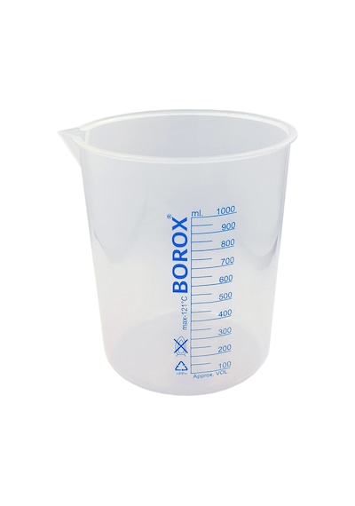 Borox Plastik Beher 1000 ML Ölçü Kabı Mavi Skala