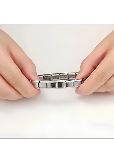 Takı Dükkanı Kişiye Özel Yazılı İtalyan Charm Çelik Bileklik Scb26y