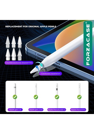 Forzacase Apple Pencil 1 / 2 / Pro / Type-c İle Uyumlu Çizim Hassasiyet Ayarlı Pencil Kalem Uç Seti - Fc1143