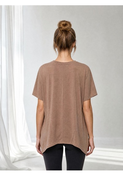 Nealirsanall.com Kadın Penye Oversize İtalyan Tunik - Asimetrik Kesim Salaş Tişört Siyah