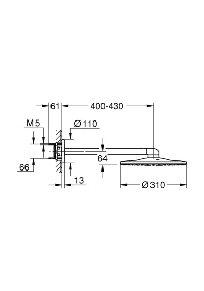 Rainshower Smartactive 310 Tepe Duşu Seti 430 Mm, 2 Akışlı - 26475al0 krom