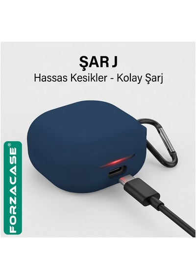 Forzacase Samsung Galaxy Buds 4 / 4 Pro İle Uyumlu Anahtar Askılıklı Bluetooth Kulaklık Kılıfı - Fc1216 Mat Siyah