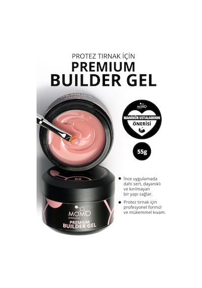Momo Professional Premium Builder Gel Protez Tırnak Jeli No.05 Şeftali 55 gr