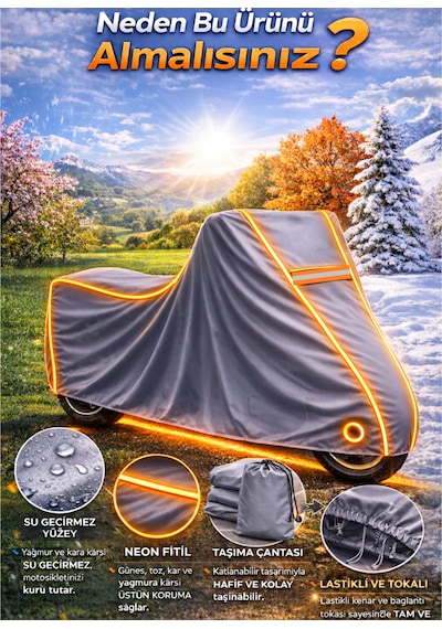 Arora Max Pro 250 Uyumlu Neon Fitilli-trncu Su Geçirmez Motorsiklet Brandası