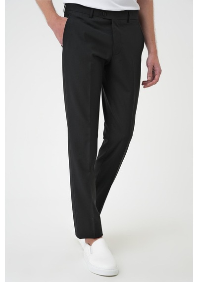 Efor Slim Fit Pilesiz Yün Klasik Siyah Kumaş Pantolon P 1191 Siyah