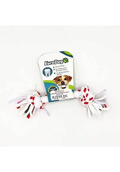 Euro Dog İki Düğümlü İnce Diş Kaşıma İpi Köpek Oyuncağı Beyaz/kır