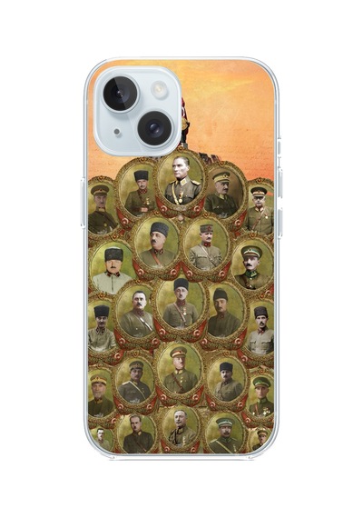 Apple Uyumlu iPhone 15  Atatürk Ve Kurtuluş Savaşı Komutanları Baskılı Silikon Kılıf Renkli