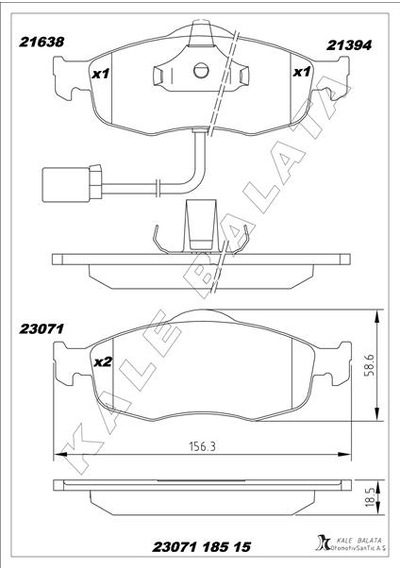 Kale 23071 185 15 Ans Kd13 Fren Balatası Ön Ford Mondeo 93 Kablosuz 93bb 2k021 Bc-93bb 2k021 Dc -