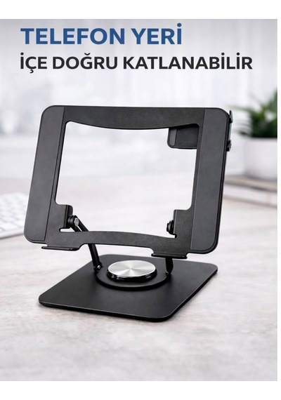 2si 1 Arada Metal 360 Dönebilen Ayarlanabilir Laptop Tablet Telefon Tutucu Kaymaz Tabanlı Çok Amaçlı Stand